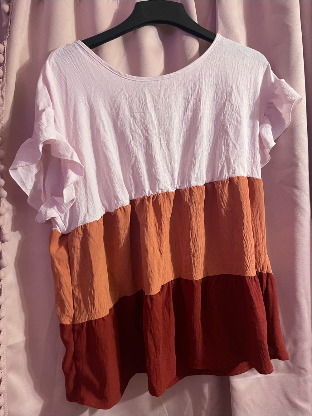 SHEIN Curve Light Pink, Rust Orange, Burgundy Orange Top
